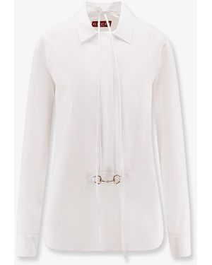 Gucci Cotton Popeline Shirt With Iconic Metal Horsebit - White