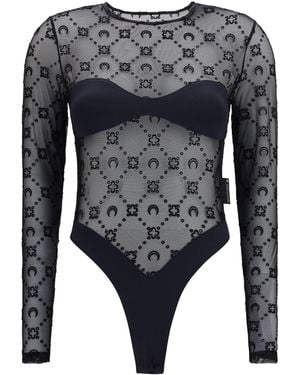 Marine Serre Mesh Body With Moon Motif - Gray