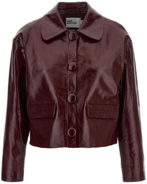 Self-Portrait Leather Jacket - Brown