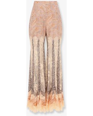 Zimmermann Valiant Paneled Flare Silk Pants - Natural
