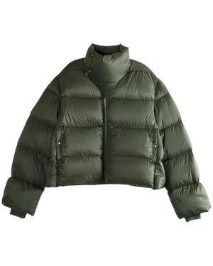 Rick Owens Down Jacket With Asymmetrical Zip - Green