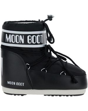 Moon Boot 'Icon' Snow Ankle Boots With Maxi Logo Print On The Side - Black