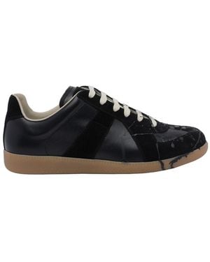 Maison Margiela Replica Sneakers With Paint - Black