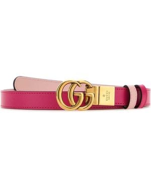 Gucci Fuchsia Leather Gg Marmont Reversible Blend - Pink
