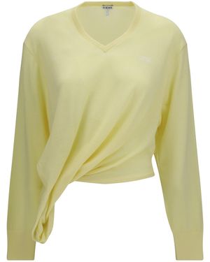 Loewe Wool Sweater With Logo - Green