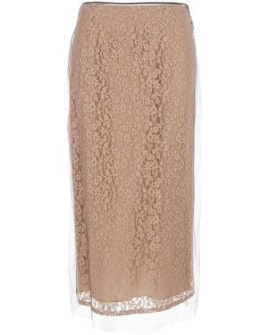 Fendi Tube Skirt With All-Over Floral Embroidery - Natural