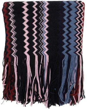 Missoni Multicolored Scarf With Geometric Motif - Black