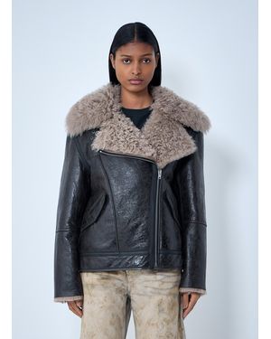 Acne Studios Leather Shearling Jacket - Gray