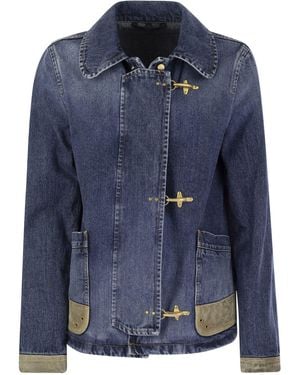 Fay 3 Hook Denim Jacket - Blue