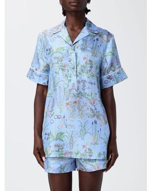 Gucci Blue Silk Pattern Shirt