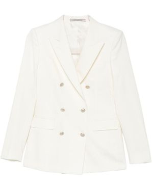 Tagliatore Wool Blend Double-Breasted Suit - White