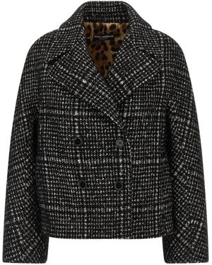 Dolce & Gabbana Houndstooth Coat Coats And Trench Coats - Black