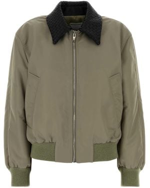 Bottega Veneta Bomber Blouson With Intreccio Neck Detail - Green