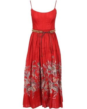 Zimmermann Rhiannon Corset Midi Dress - Red