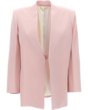 Victoria Beckham Single-Breasted Blazer Jacket - Pink