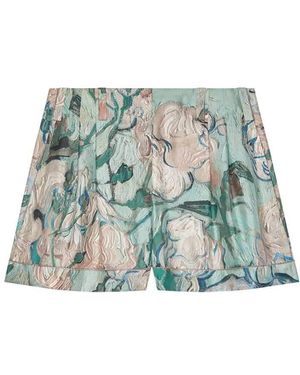 Givenchy Silk Shorts With Rose Print - Green
