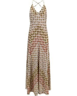 Missoni Long Lamé Viscose Dress With Crossed Straps - Natural