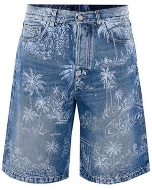 Amiri Chateu Palms Denim Shorts - Blue