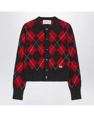 Ami Paris Argyle-Pattern Cardigan - Red