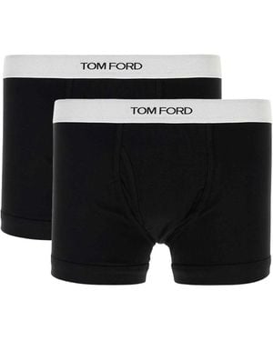 Tom Ford Set Of 2 Logo-Waistband Cotton Boxer Briefs - Black