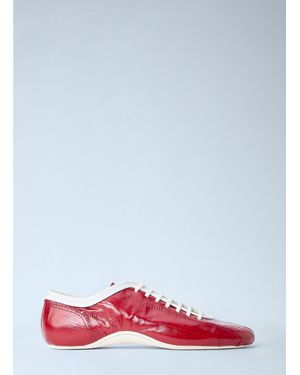 Dries Van Noten Leather Lace-Up Sneakers - Red
