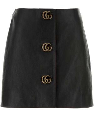 Gucci Leather Mini Skirt - Black