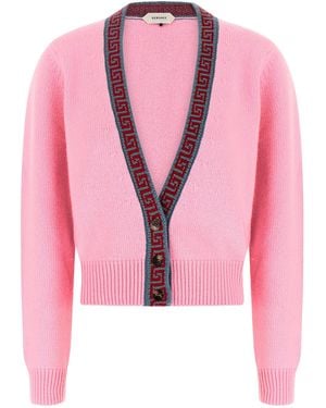 Versace Wool And Cashmere Cardigan - Pink