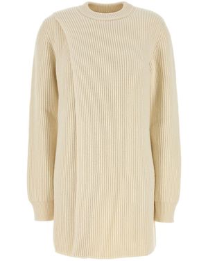 Jil Sander Ivory Wool Sweater Dress - Natural