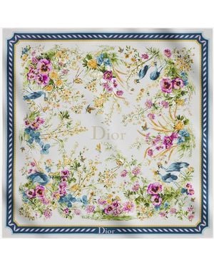 Dior Dior Toile De Jouy Floral Garden Dioriviera 90 Silk Foulard - Gray