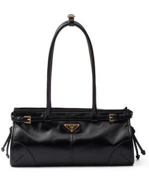 Prada Bonnie Medium Leather Handbag - Black