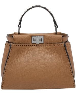 Fendi Mini Peekaboo Handbag - Brown
