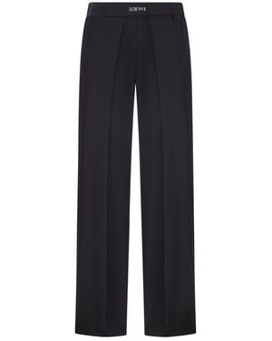 Loewe Tailored Wool Pants With Jacquard Elasticated Waist - Blue