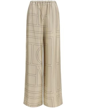 TOTEME Pants Silk Monogram - Natural
