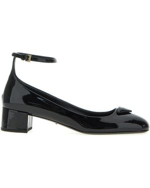 Prada Logo Patent Ballet Flats - Black