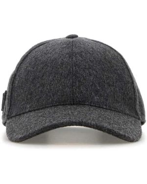 Prada Dark Flannel Baseball Cap - Black
