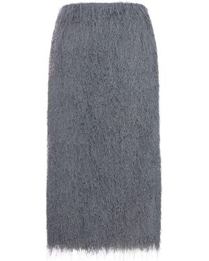 Dries Van Noten Sokna Lightweight Fringed Midi Skirt - Gray