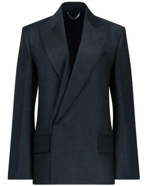 Victoria Beckham Petrol- Blazer With Peak Lapels - Blue