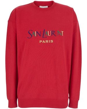 Saint Laurent Sweat Col Rond Broderie Saint - Red