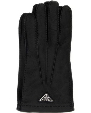 Prada Nappa Leather Gloves - Black
