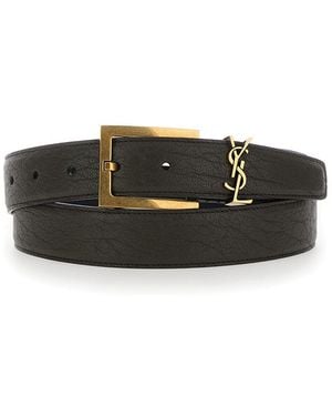 Saint Laurent Belt With Cassandre Buckle Closure - Black
