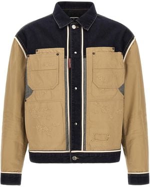 DSquared² Two-Material Denim Jacket - Blue