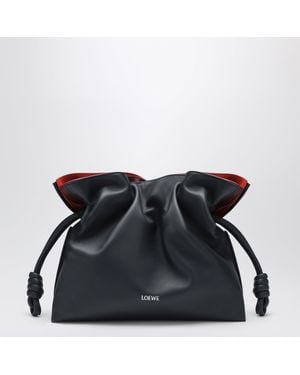 Loewe Dark Layered Medium Flamenco Leather Clutch - Black