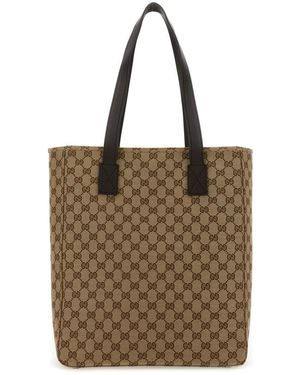 Gucci Fabric Shopping Bag Gg Medium - Brown