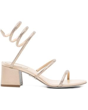 Rene Caovilla Cleo Satin Sandals - Natural