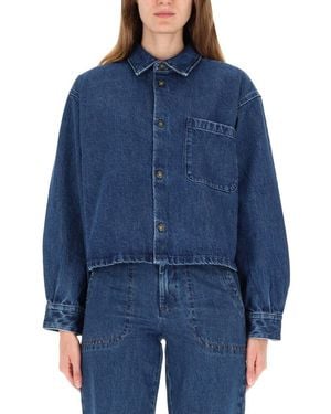 A.P.C. Cropped Boxy Denim Jacket - Blue