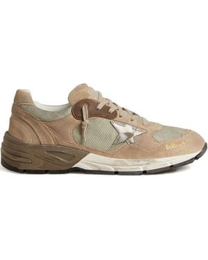 Golden Goose "Running Dad" Mesh And Suede Upper Laminated Leather Star Suede Heel And Spur - Brown