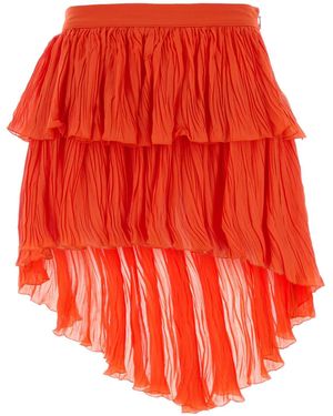 Blumarine Coral Crepe Mini Skirt - Red