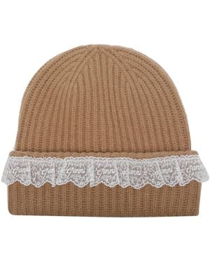 Ganni Lace Beanie - Brown
