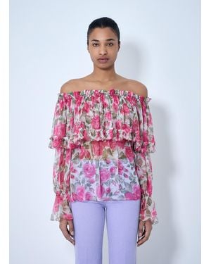 Chloé Chloé Off-Shoulder Floral Blouse - White