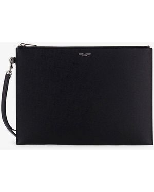 Saint Laurent Leather Clutch - Black